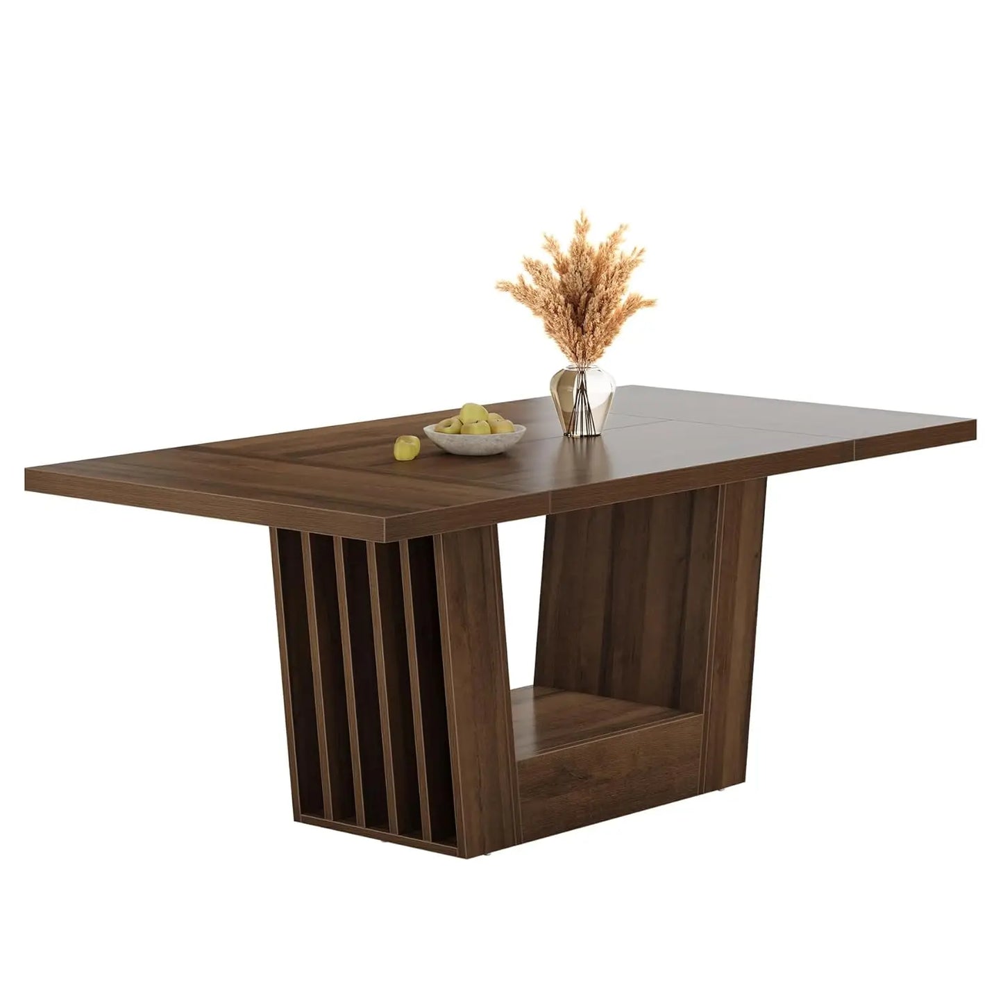 Heavy-Duty Wood Base Rectangular Dining Table