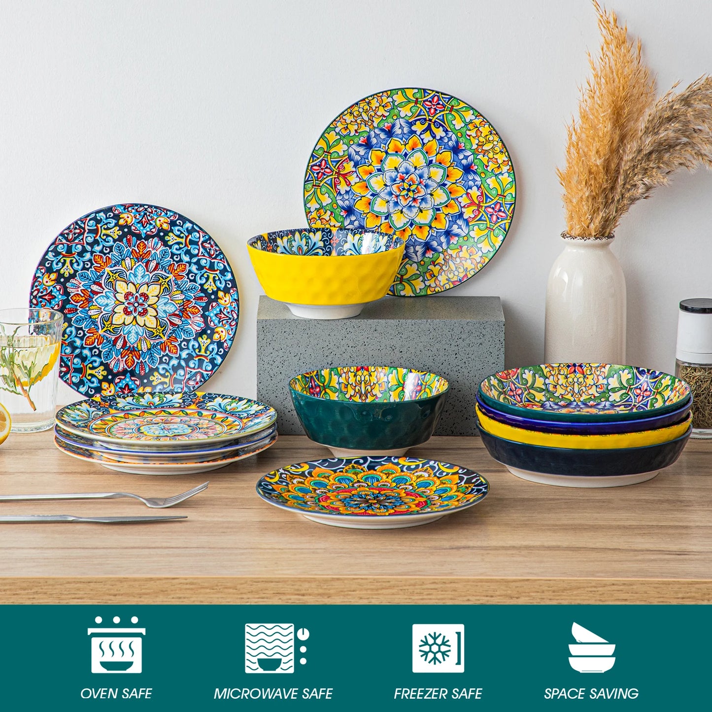 Porcelain Crockery Dinner Plates Set - Scratch Resistant