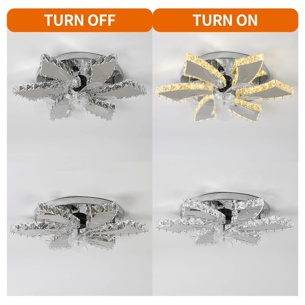 Luxury Crystal Chandelier Modern Ceiling Fan Light