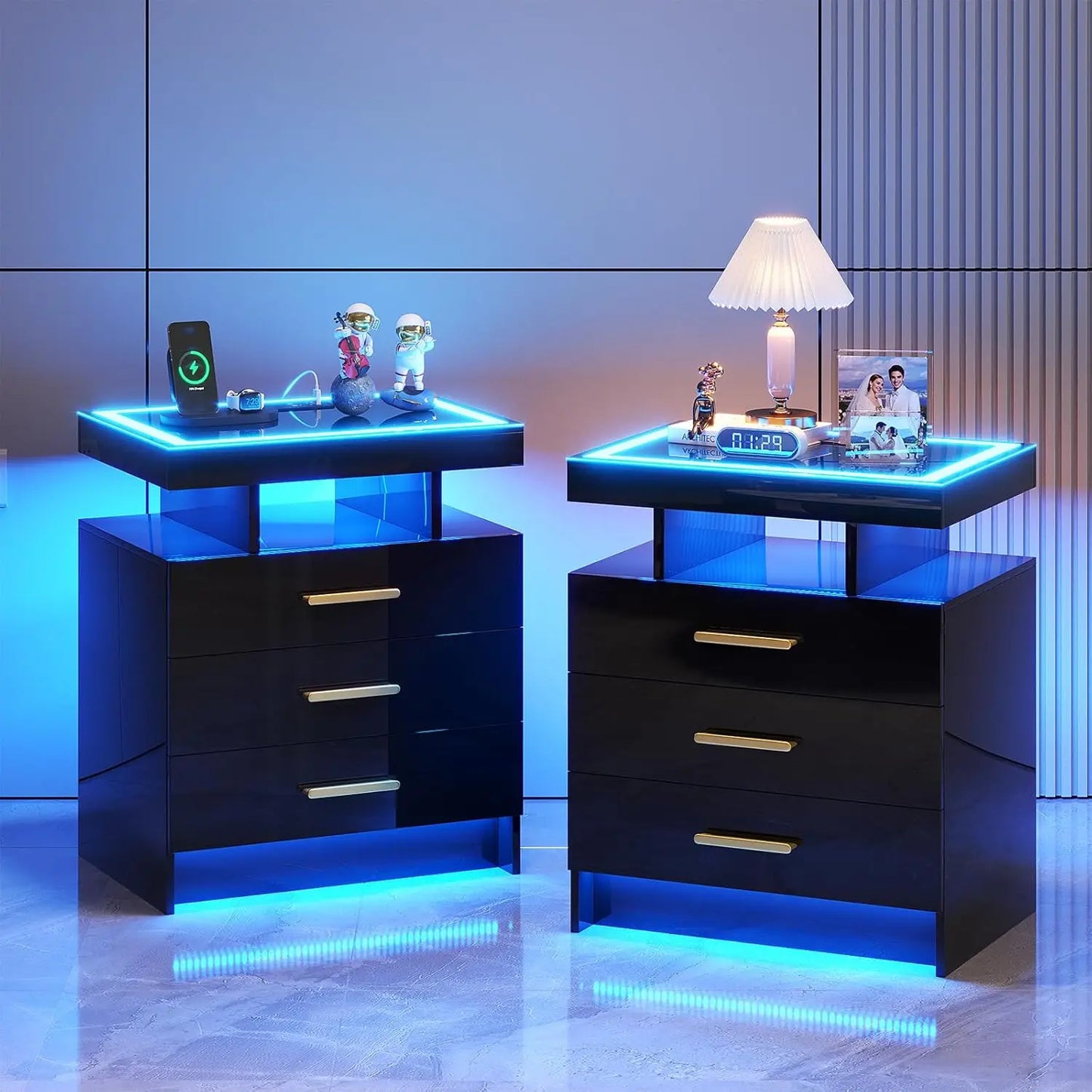 LED High Gloss Nightstand