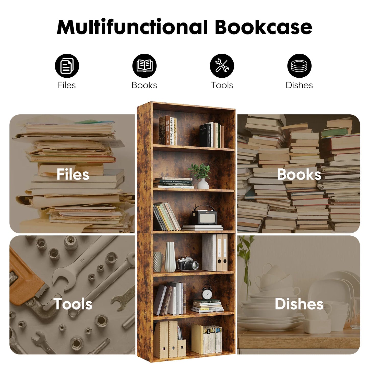 Tall Wooden Shelf Bookcase