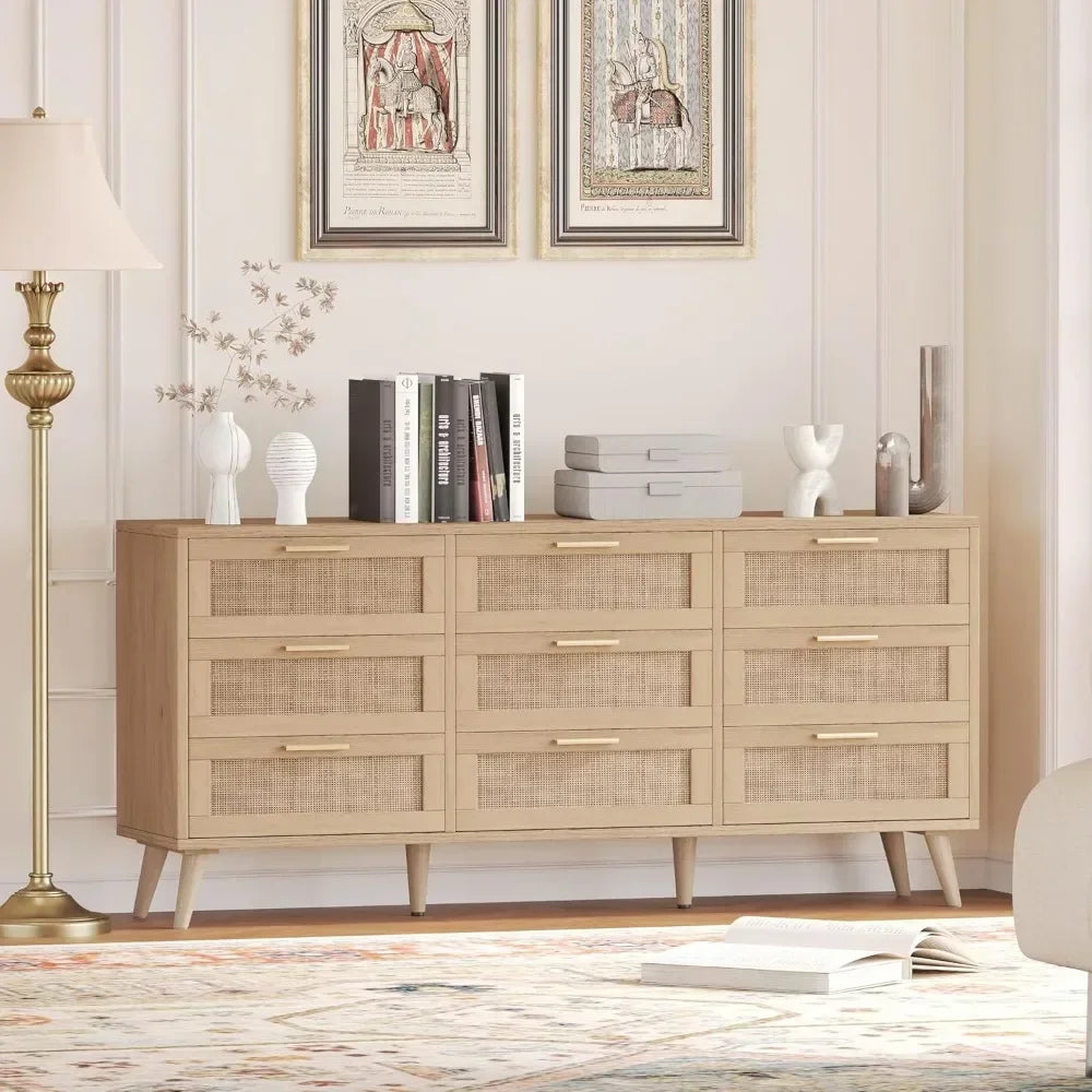 Modern Wooden Dresser Chest with Golden Handles for the Bedroom