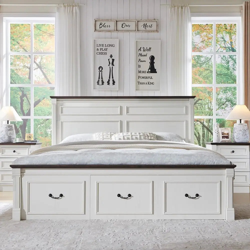 Modern Farmhouse Bedside Table Fluted Nightstand