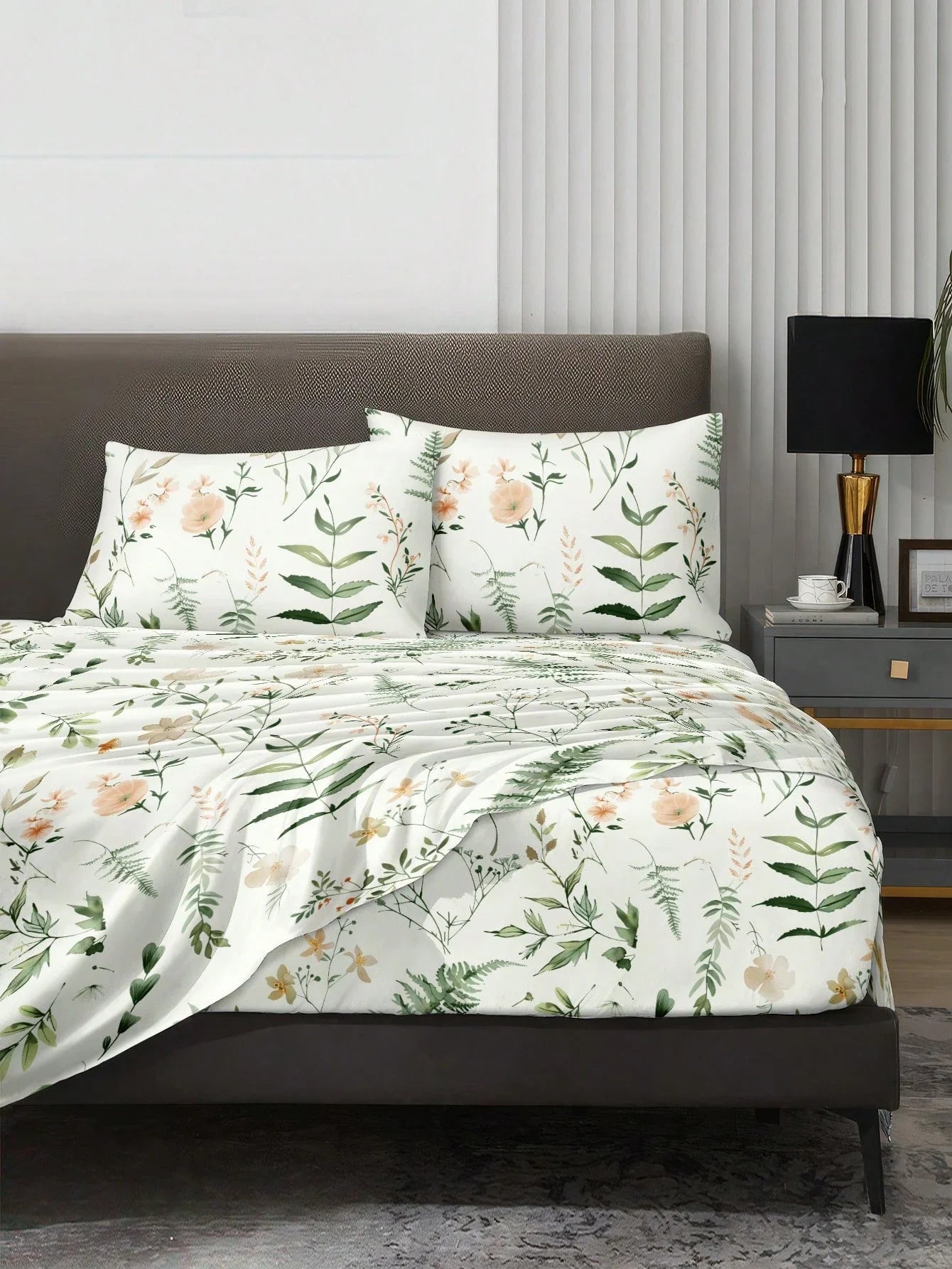4pcs Botanical Floral Microfiber Sheet Set