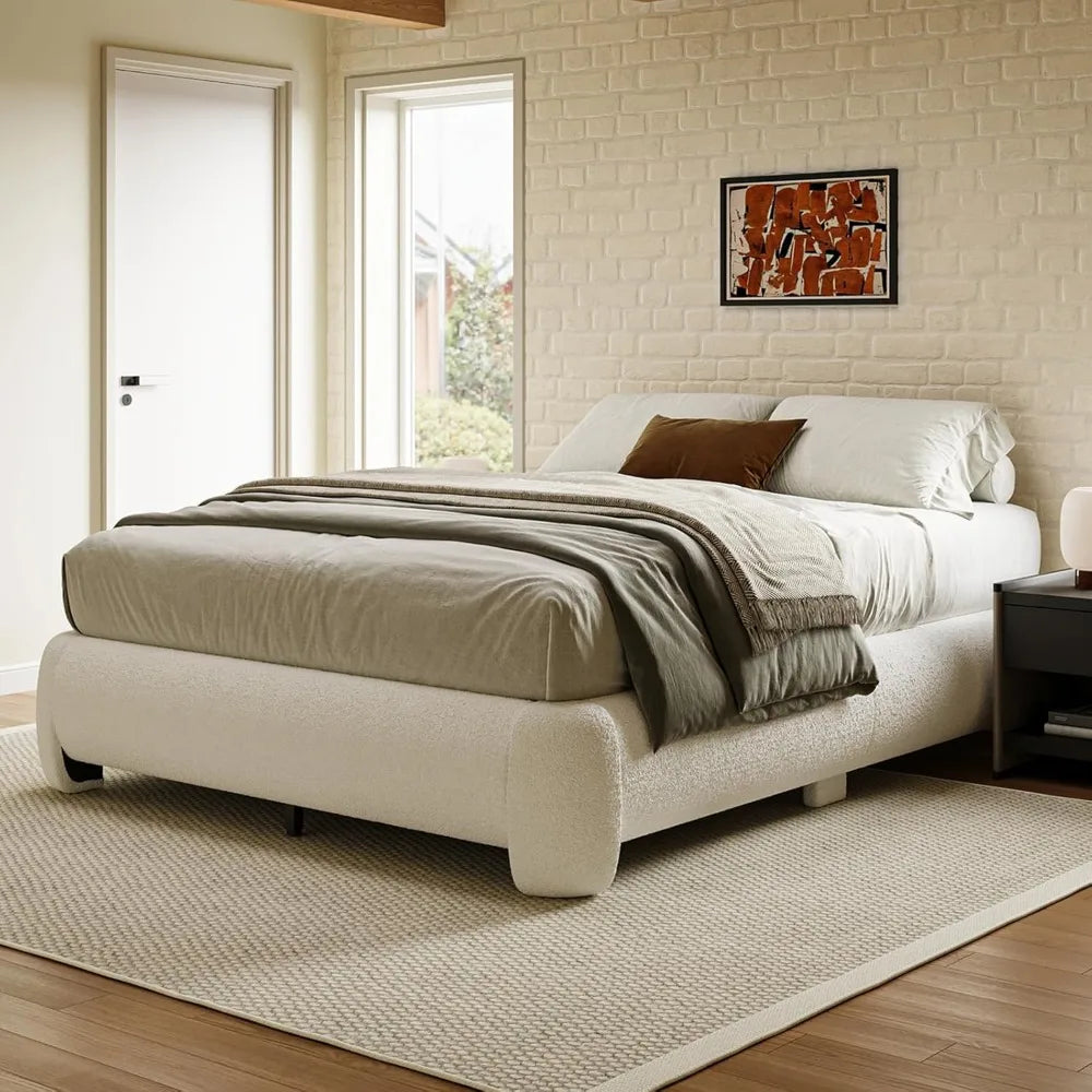 Heavy Duty Soft Buckle Bed Frame with Round Corner