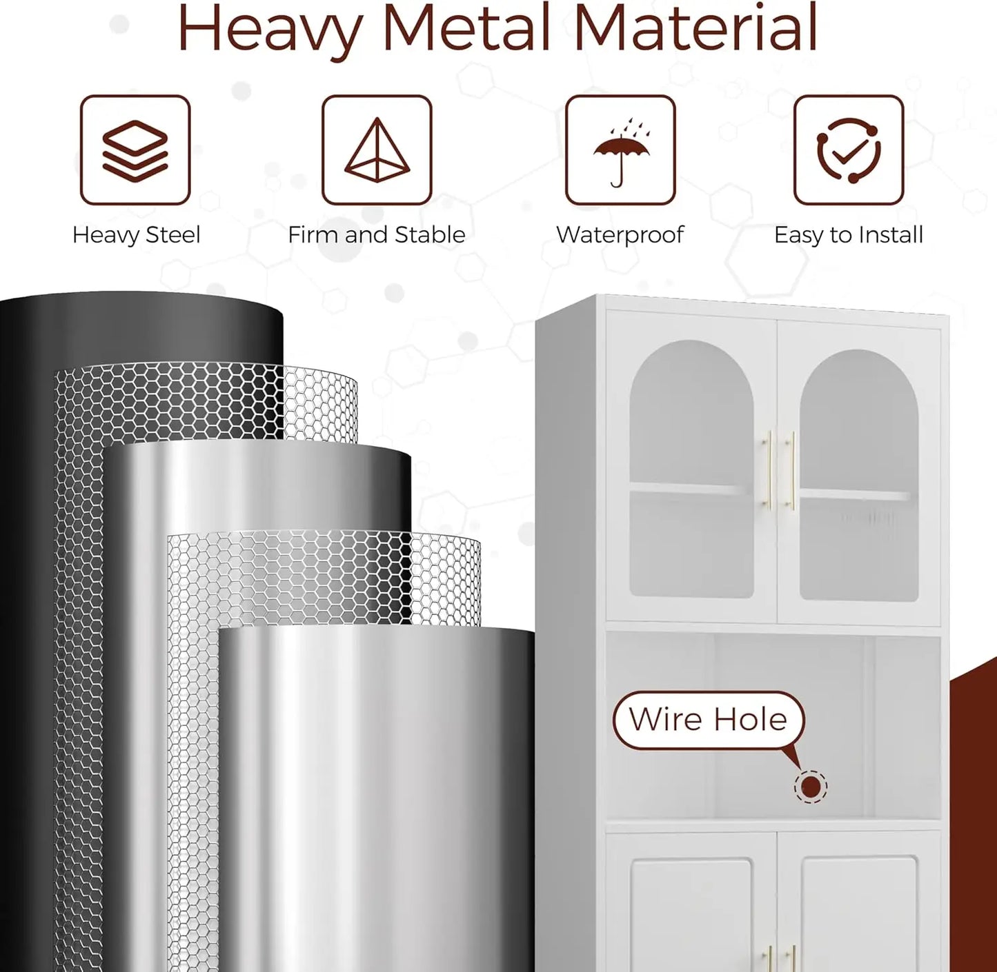 Metal Storage Cabinets with Acrylic Doors and Adjustable Shelves