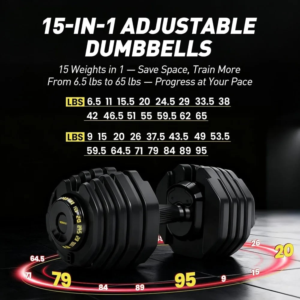 Adjustable Dumbbells - 15-in-1 Quick-Lock