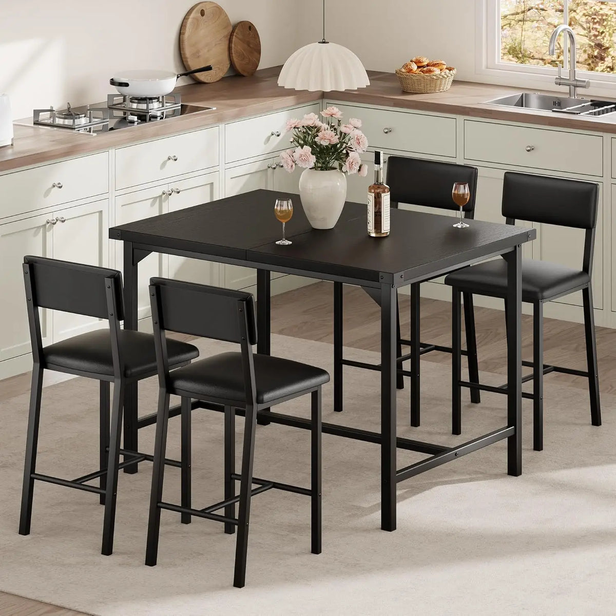 Dining Table Set with Upholstered Chairs