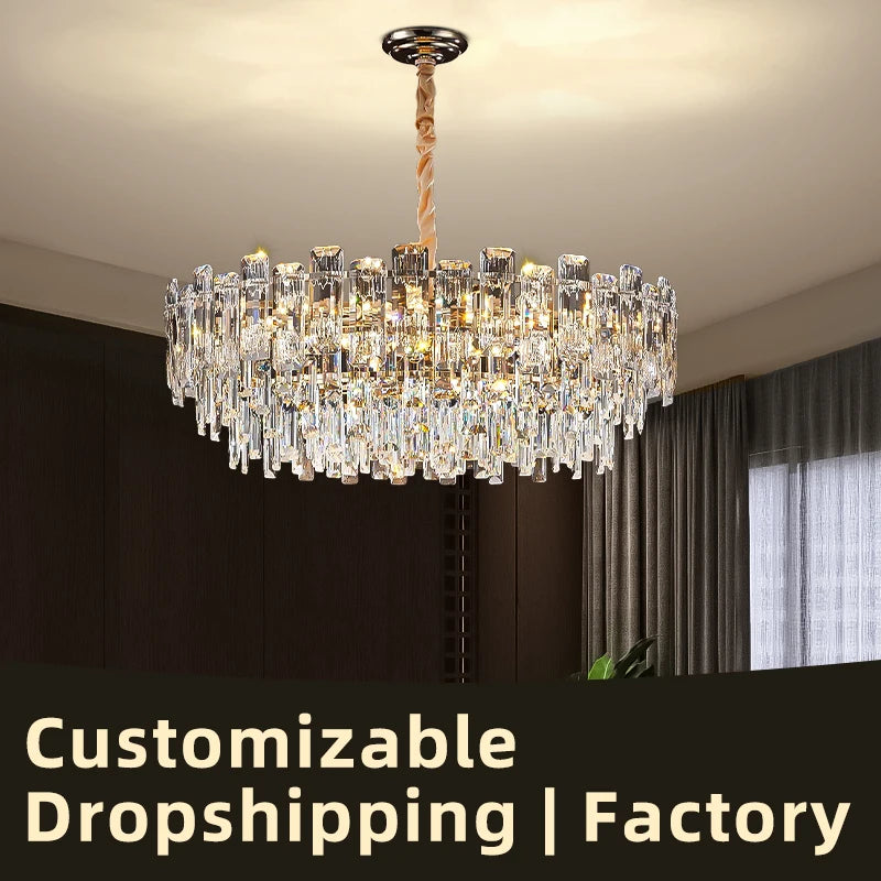 Modern Led Ceiling Hanging Crystal Chandelier
