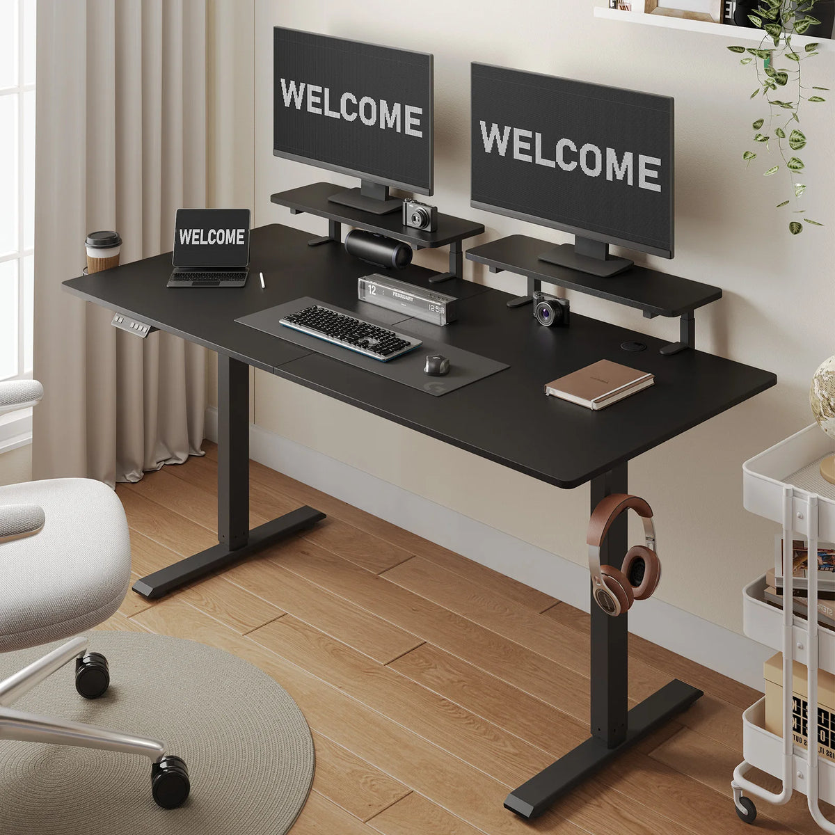 Standing Desk w/2 Adjustable Monitor Shelves