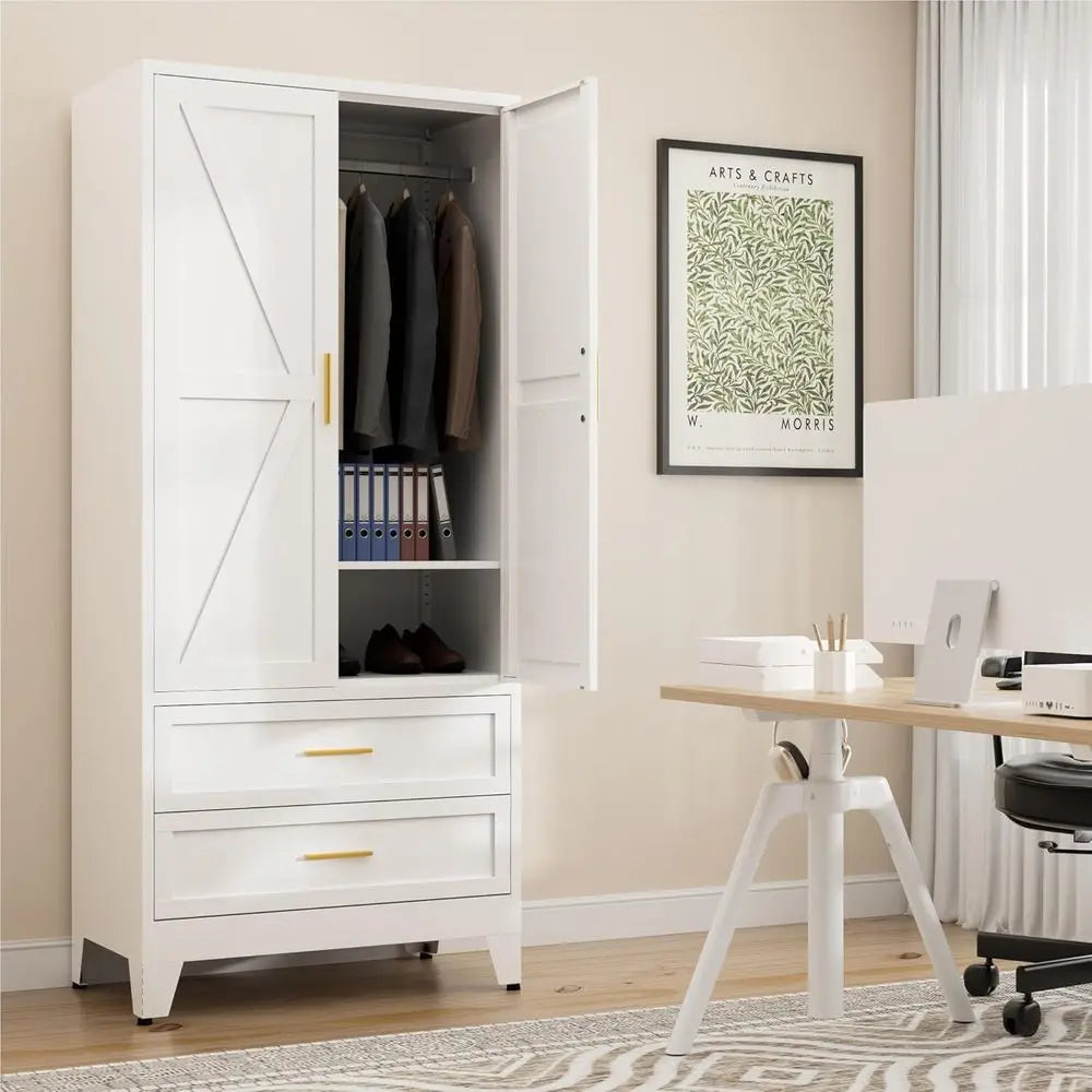Wardrobe with Hanging Rod and Shelves