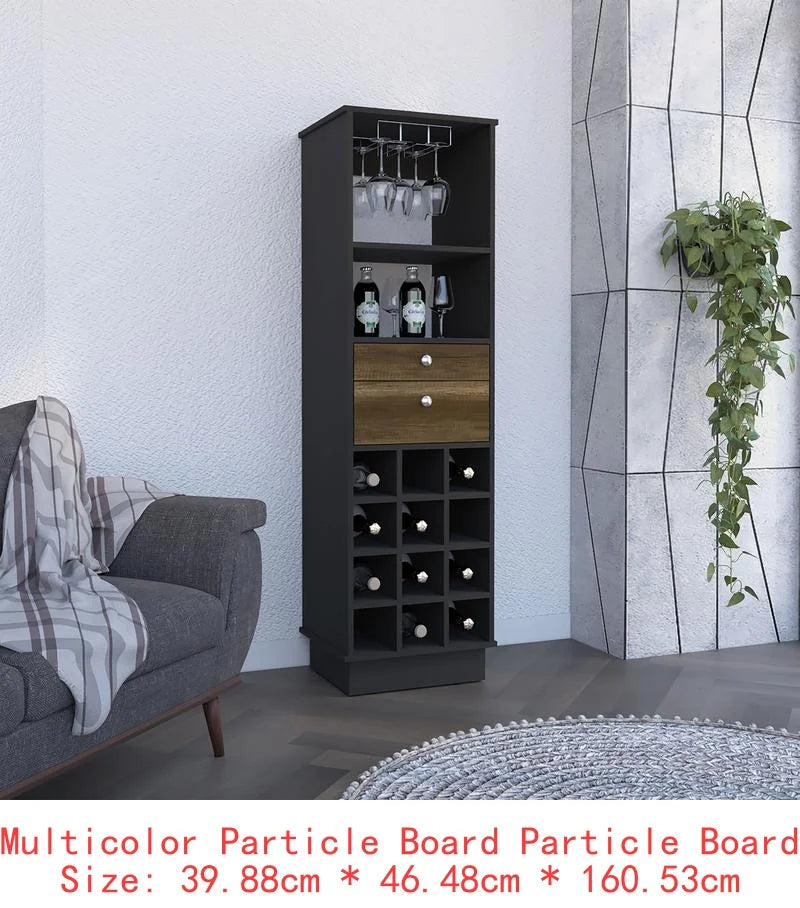 Classic Bar Cabinet with 2 Drawers & 12-Bottle Wine Rack