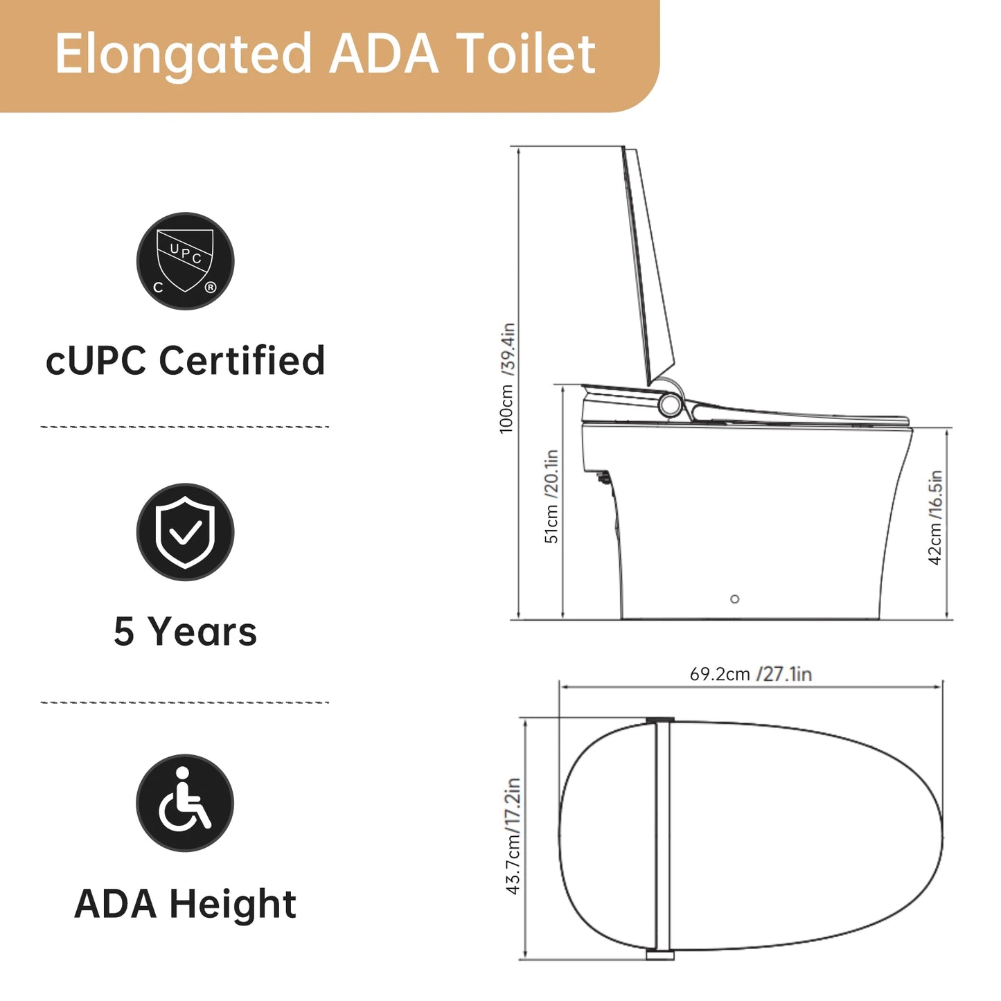 Intelligent Smart Toilet with Bidet Built-in