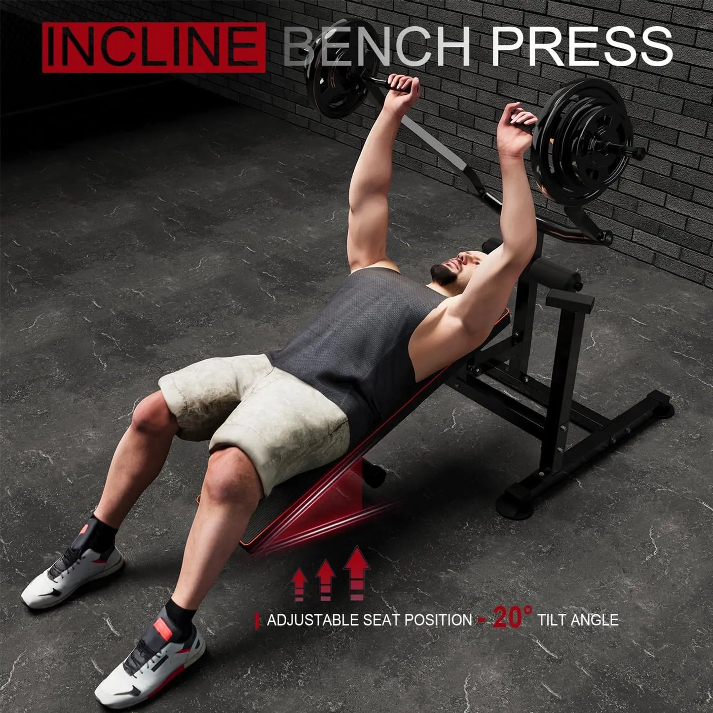 Bench Press Set with Independent Converging Arms Adjustable
