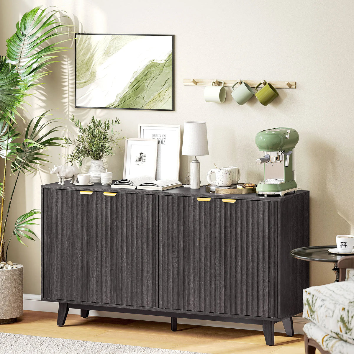 Fluted Modern Sideboard Buffet Cabinet with Storage