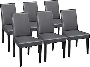 Dining Chairs Set of Faux Leather and Rubberwood Legs and Padded Seat