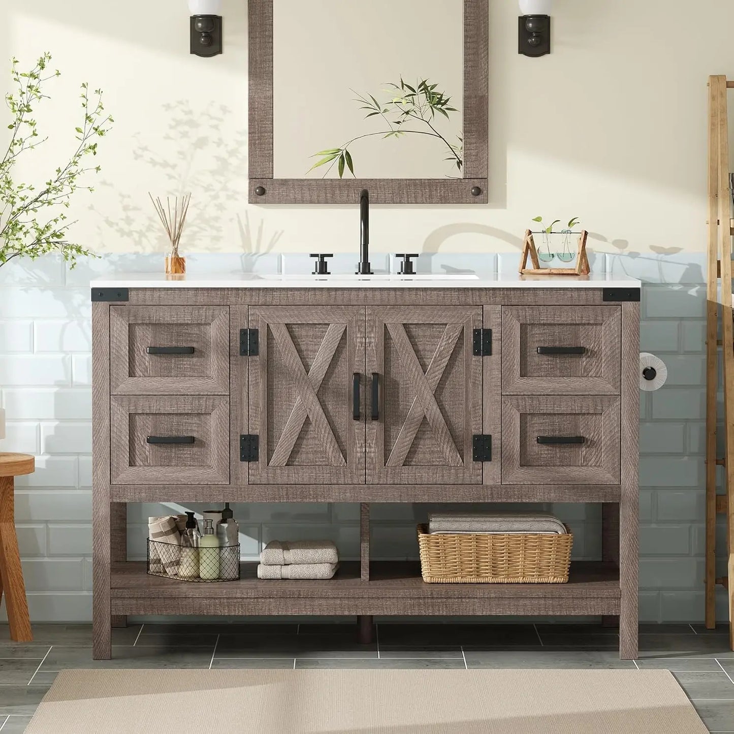 Farmhouse Bathroom Vanity with Sink