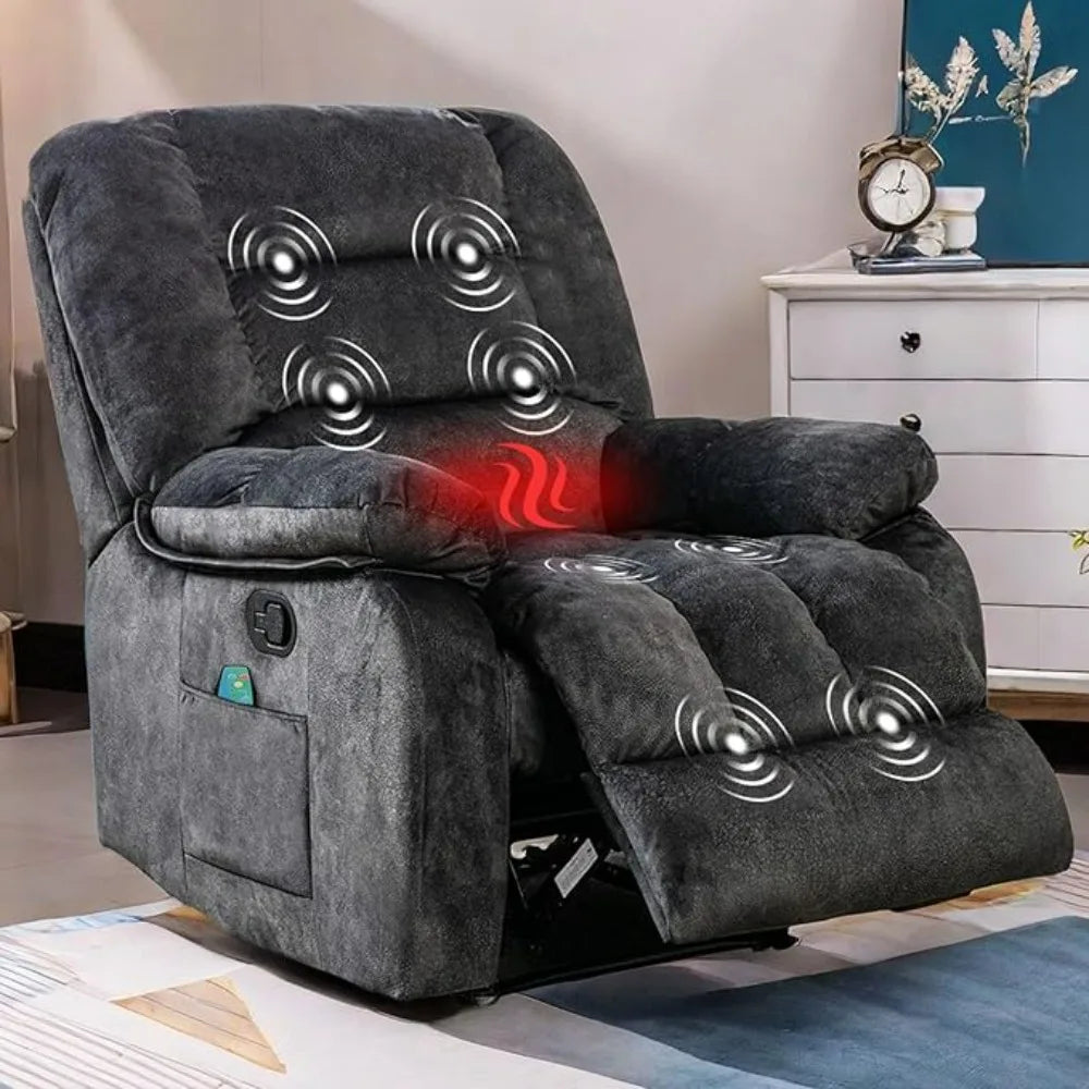 Living Room Overstuffed Heat Vibration Massage Recliner