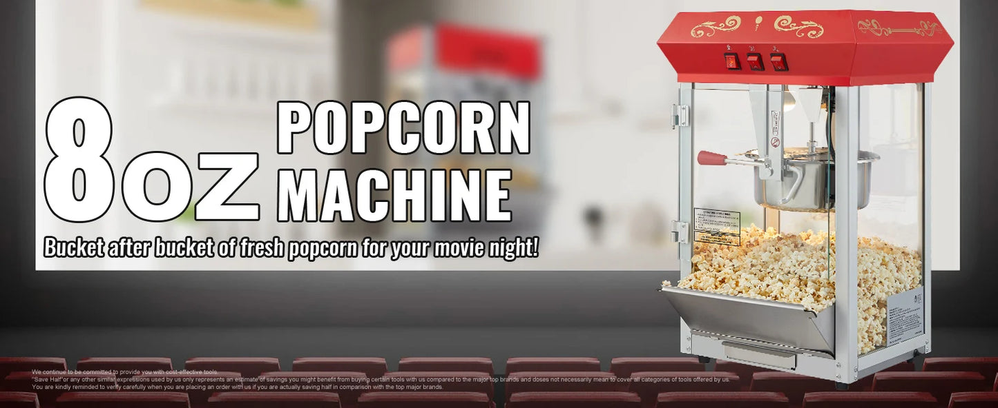 Automatic Electric Popcorn Maker Popper Machine with Scoop Spoon