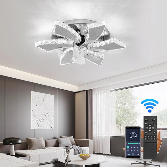 Luxury Crystal Chandelier Modern Ceiling Fan Light