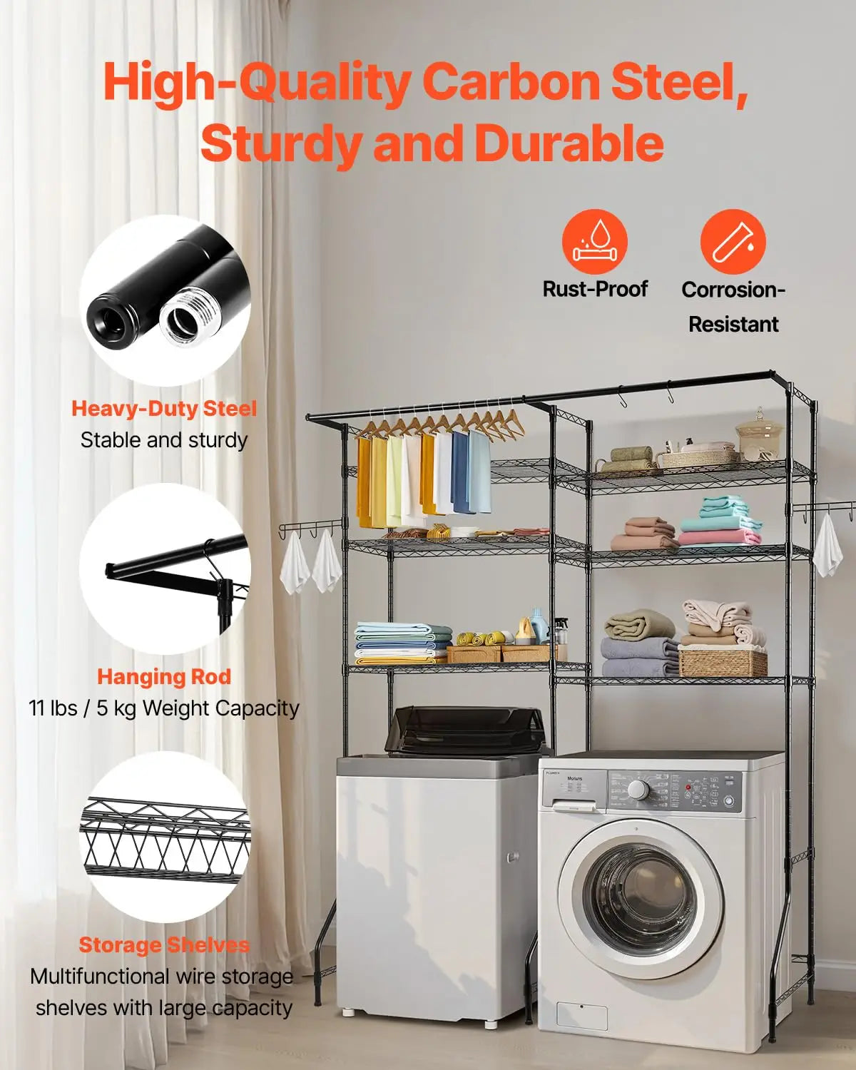 Over Washer and Dryer Storage Shelves