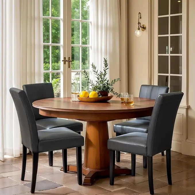 Faux Leather High Back Upholstered Parsons Dining Chairs Set