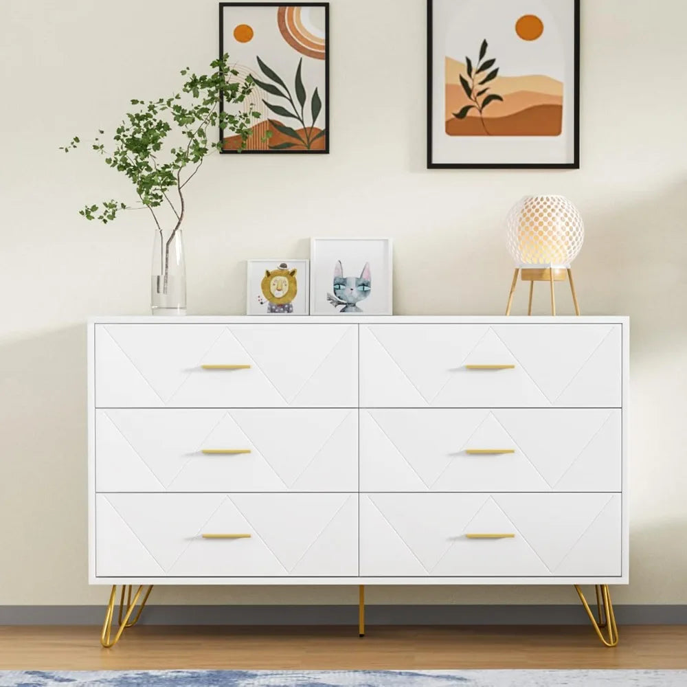 Bedroom Set-Two Drawers Nightstand Set and 6 Drawer