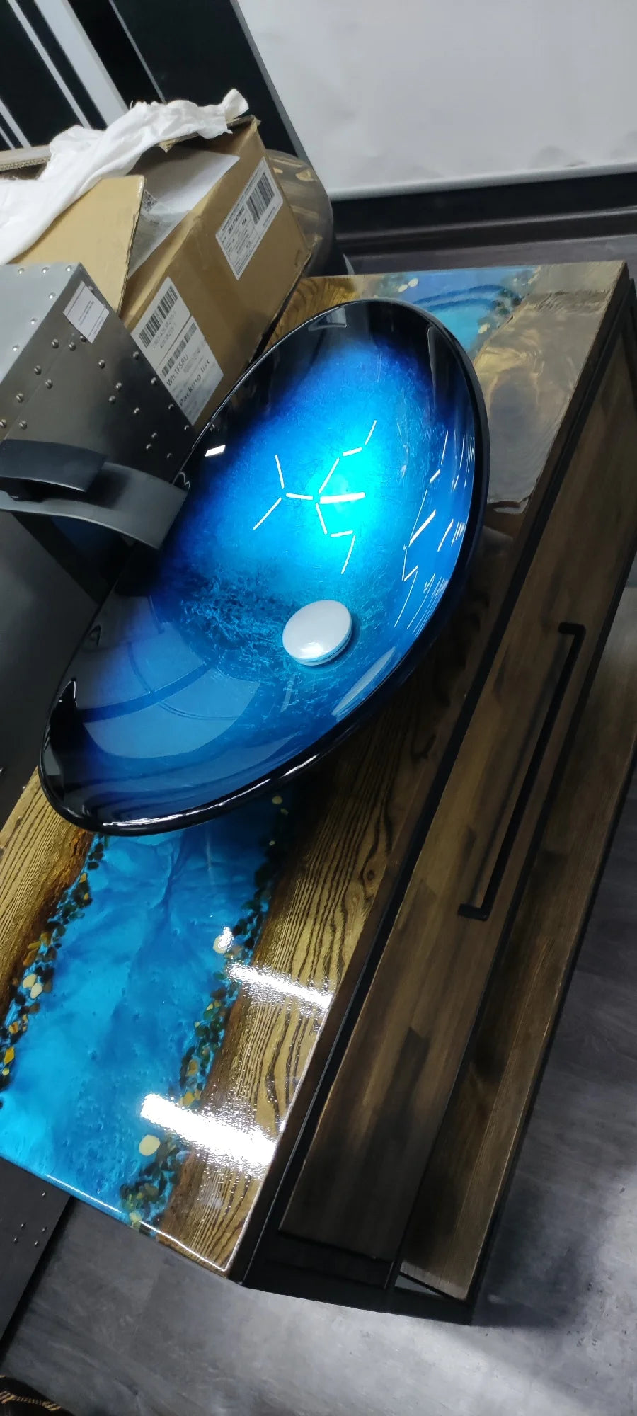 Tempered Glass Bathroom Sink Set