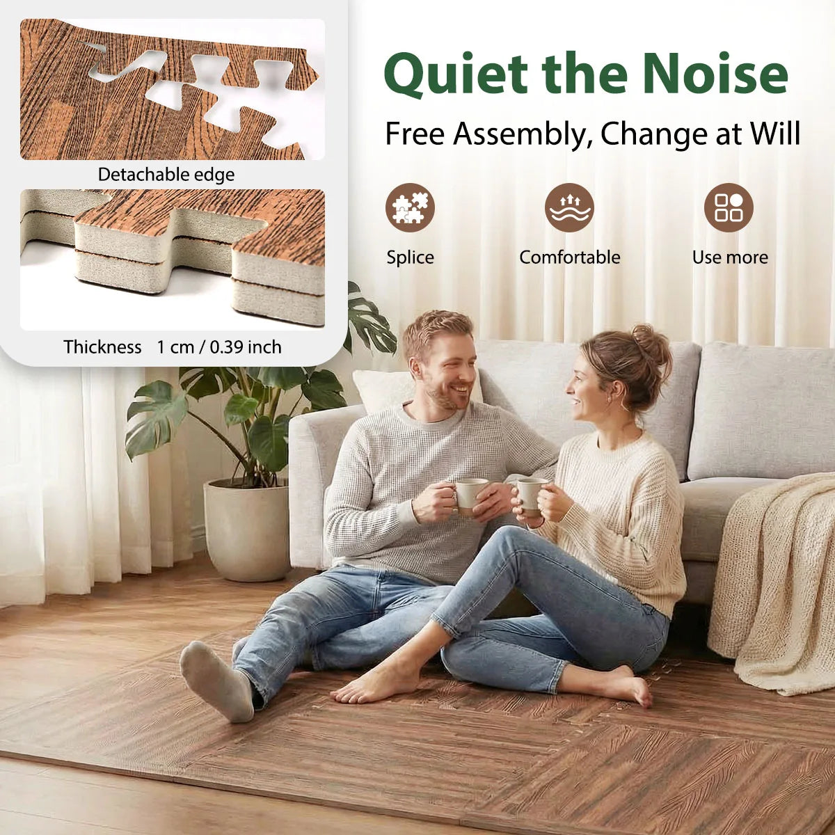 Wood Grain Interlocking Foam Floor Tiles