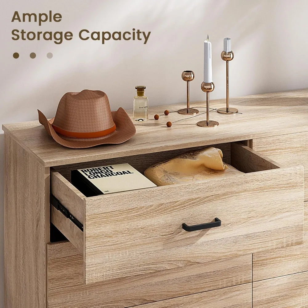 Modern Double Dresser with Large Storage Organizer