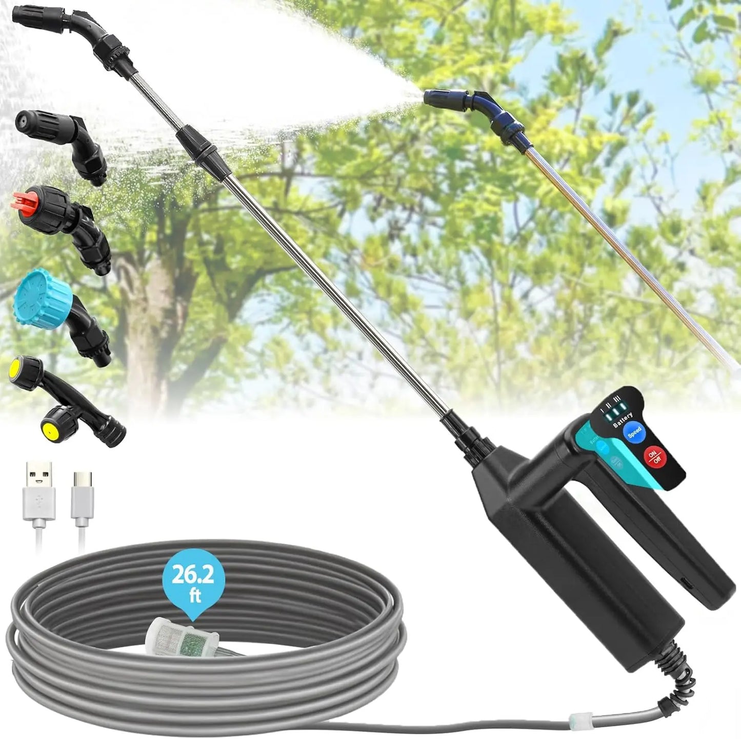 Battery Powered Garden Sprayer Telescopic Wand