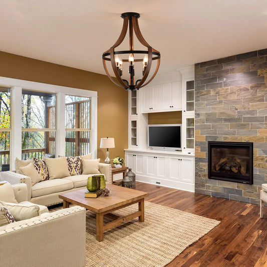 Modern Rustic Wooden Pendant Light Fixture
