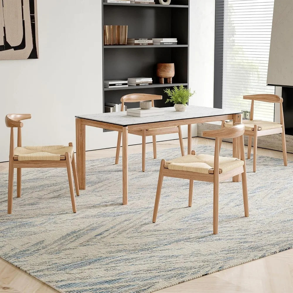 Mid Century Modern Solid Wood Dining Chairs Set