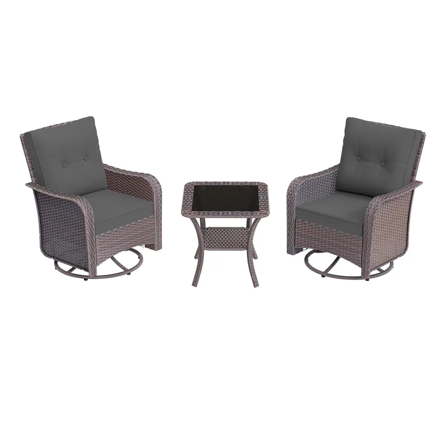 Wicker Swivel Rocker Chair Set