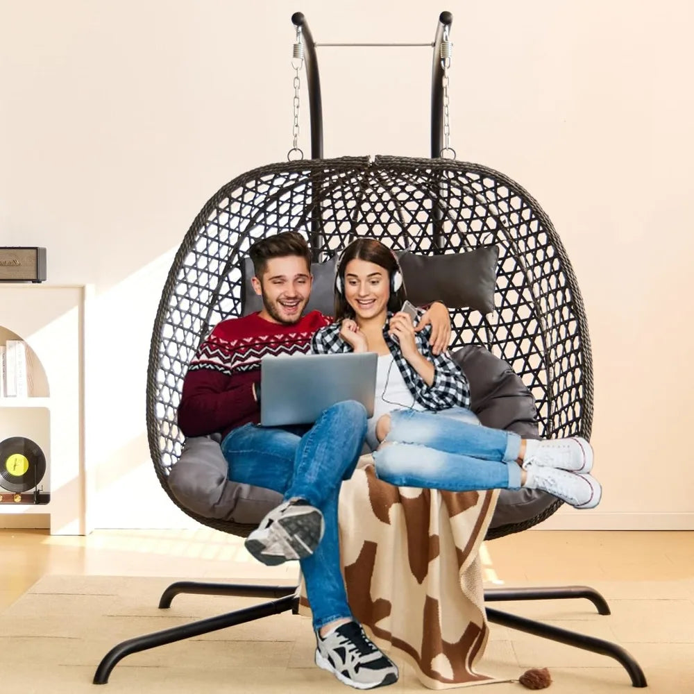 Double Swing Egg Chair with Stand