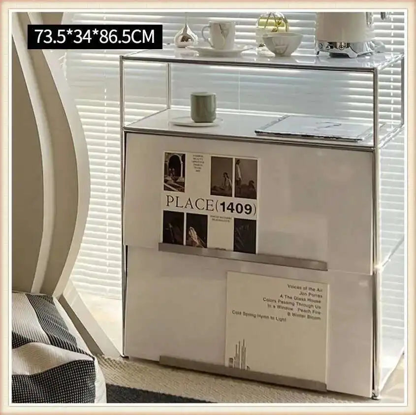 Modern Stainless Steel Medieval Nightstand Storage Nightstand