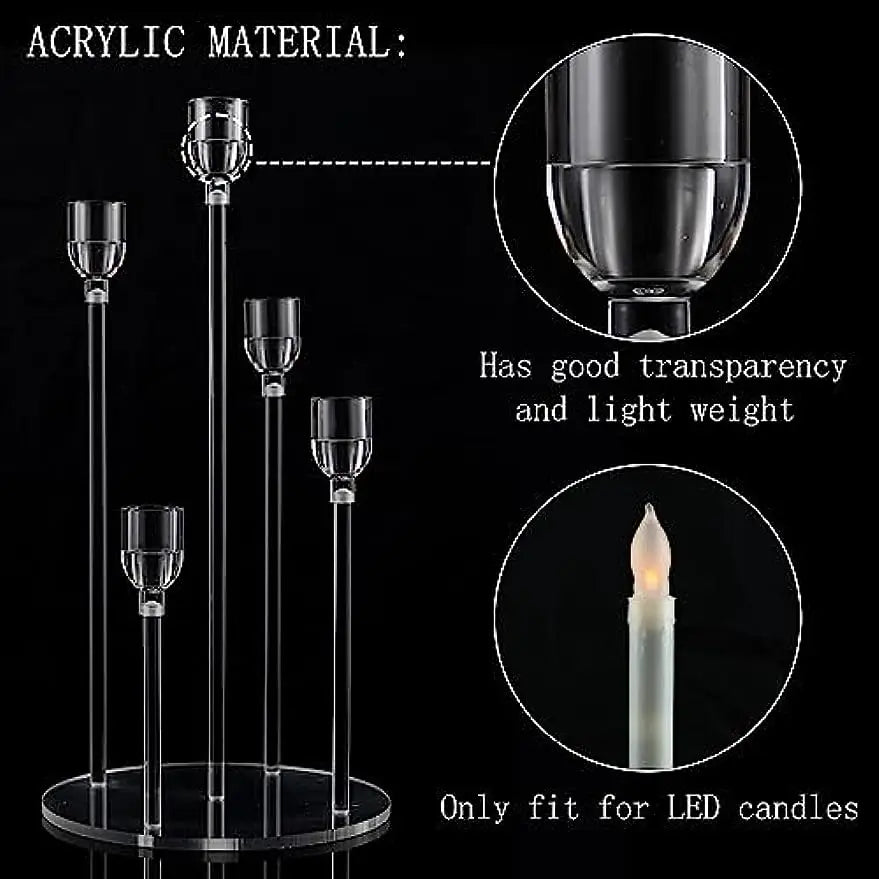 Acrylic 5 Arms Candle Holder Transparent