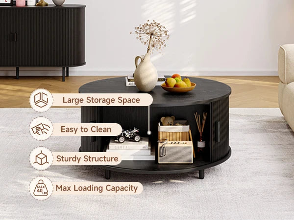 Modern Round Coffee Table with Storage