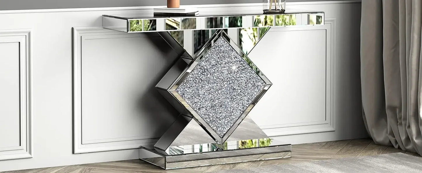 Console Table Mirrored with Diamond Shaped