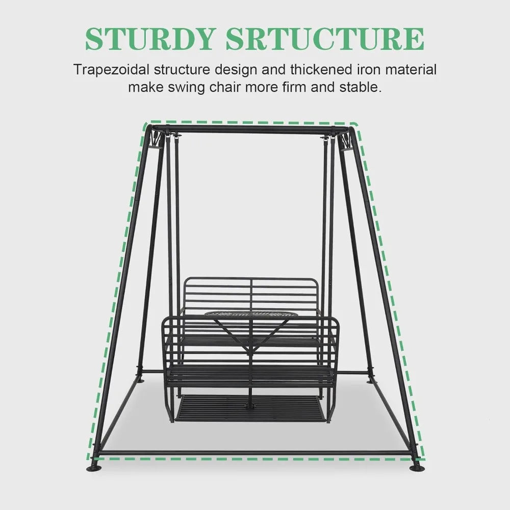 Patio Swing Chair with Backrest and Table