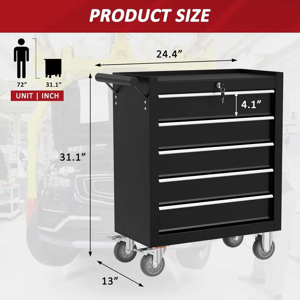 Portable Rolling Tool Chest with Wheels