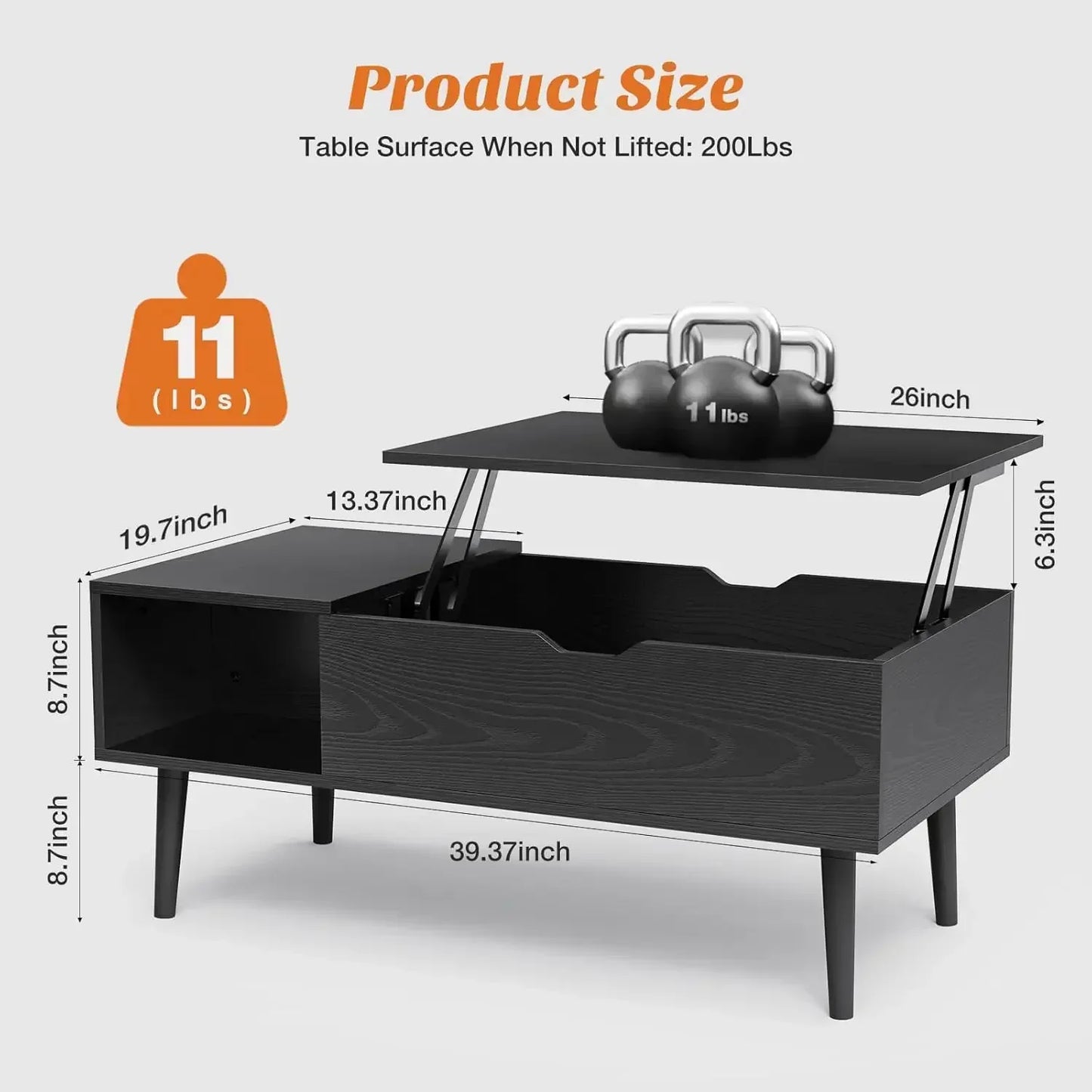 Small Rising Wooden Coffee Table