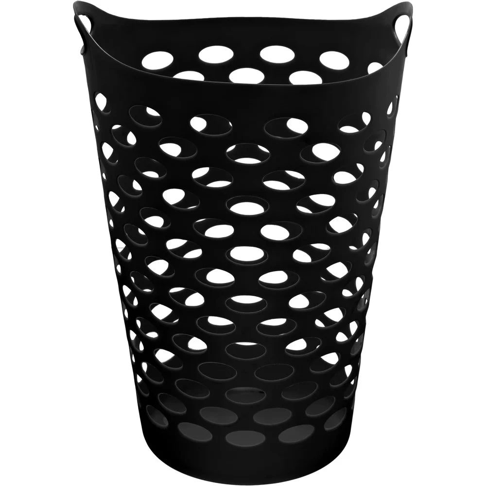 Flexible Laundry Hamper with Carrying Handles Round Shape Durable Plastic
