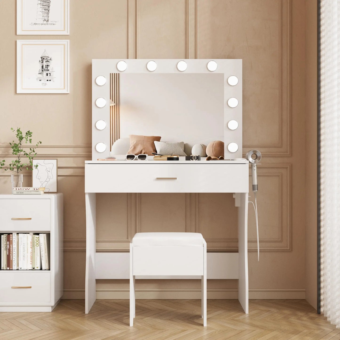 Teen Make-Up Vanity Desk Lights Mirror Set