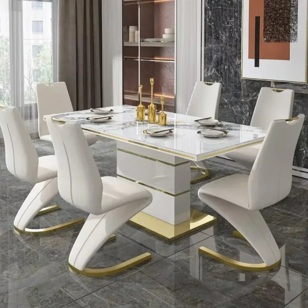 Modern Luxury Gold Dining Room Set