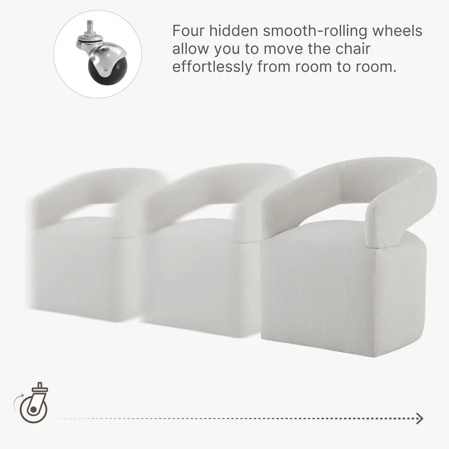 Modern Barrel Side Armchair with Rollers