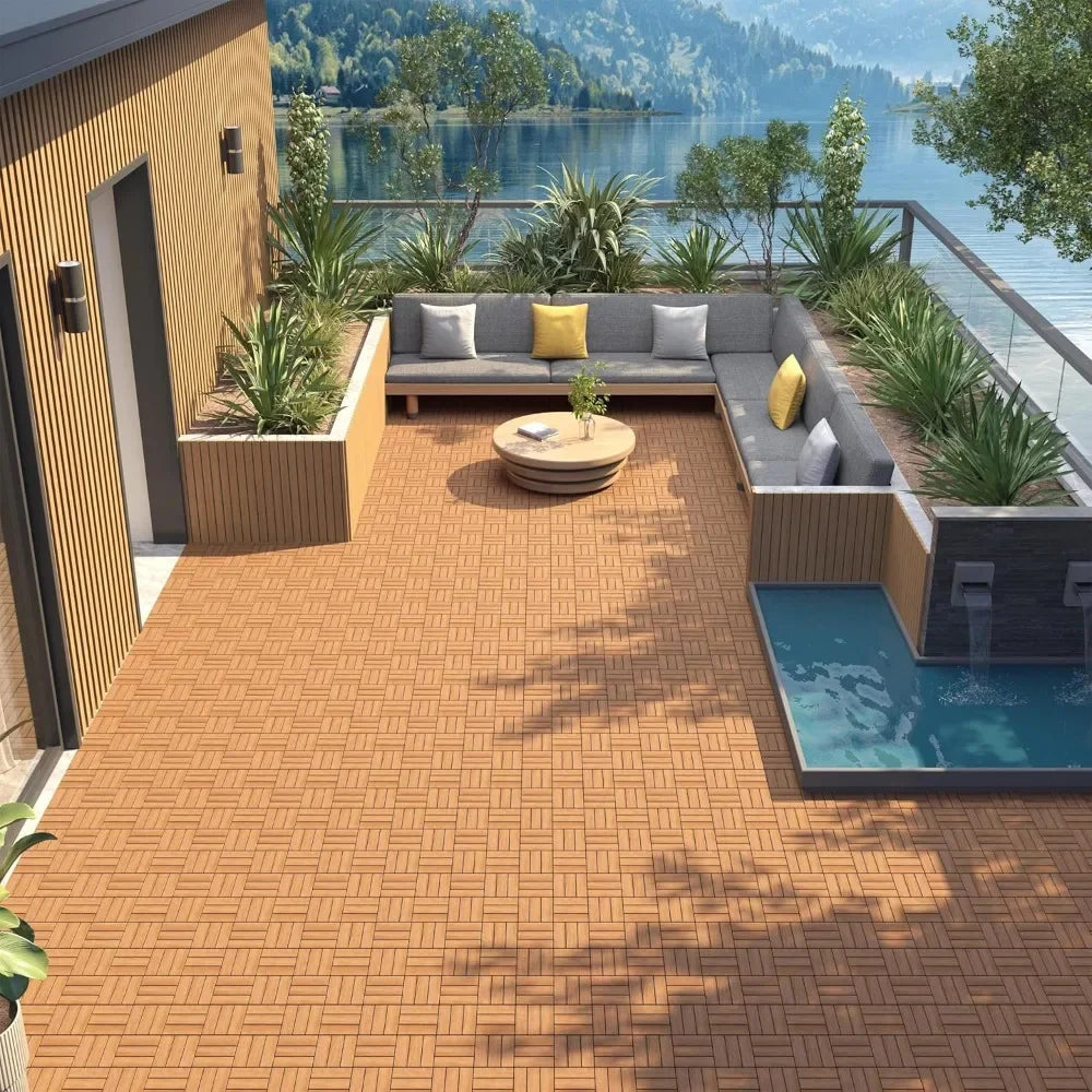 Waterproof Hardwood Interlocking Patio Deck Tiles