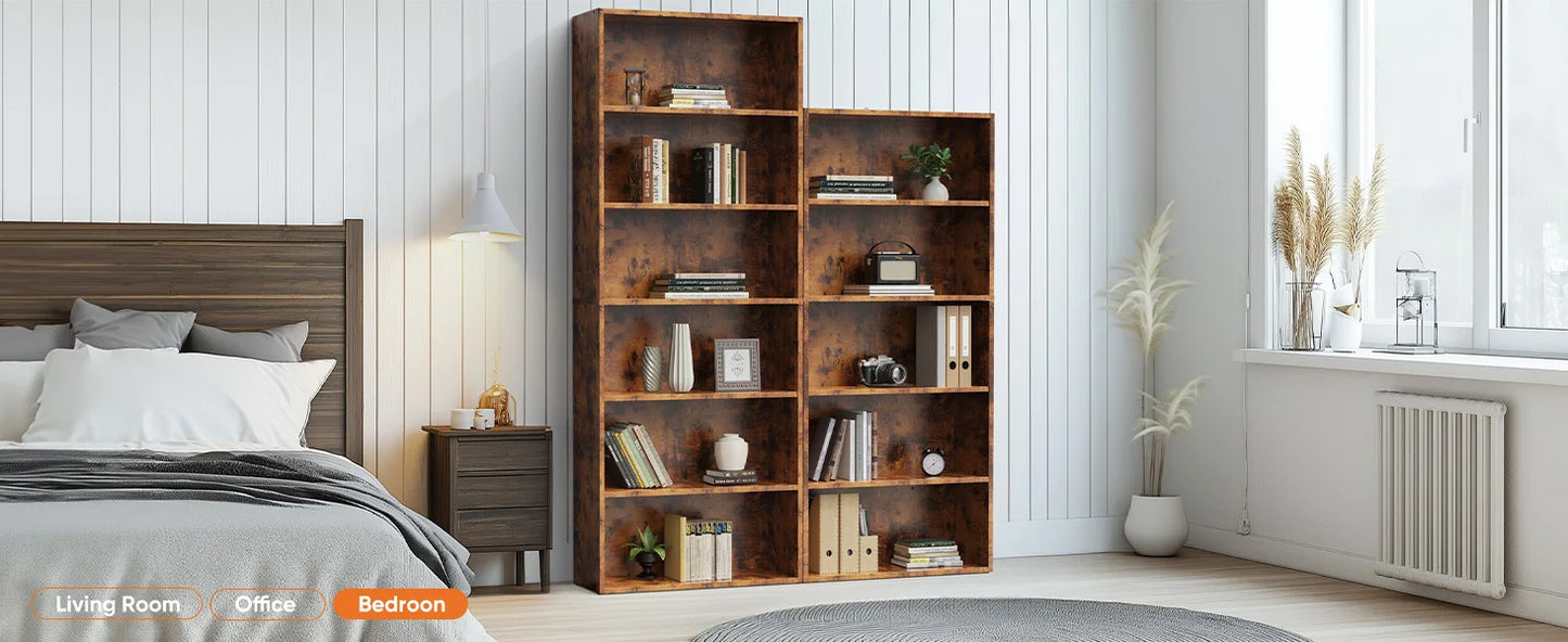 Wooden Tall Floor Standing Open Bookshelf