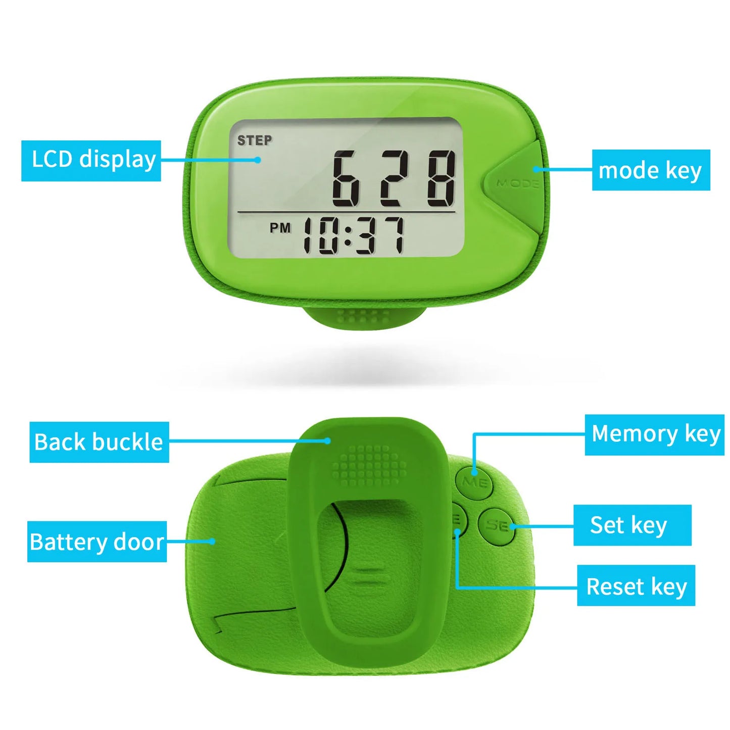 Multifunctional Pedometer With Clip On Step Counter