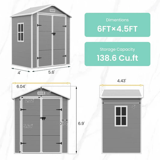 Outdoor Resin Plastic Garden Shed with Lockable Door
